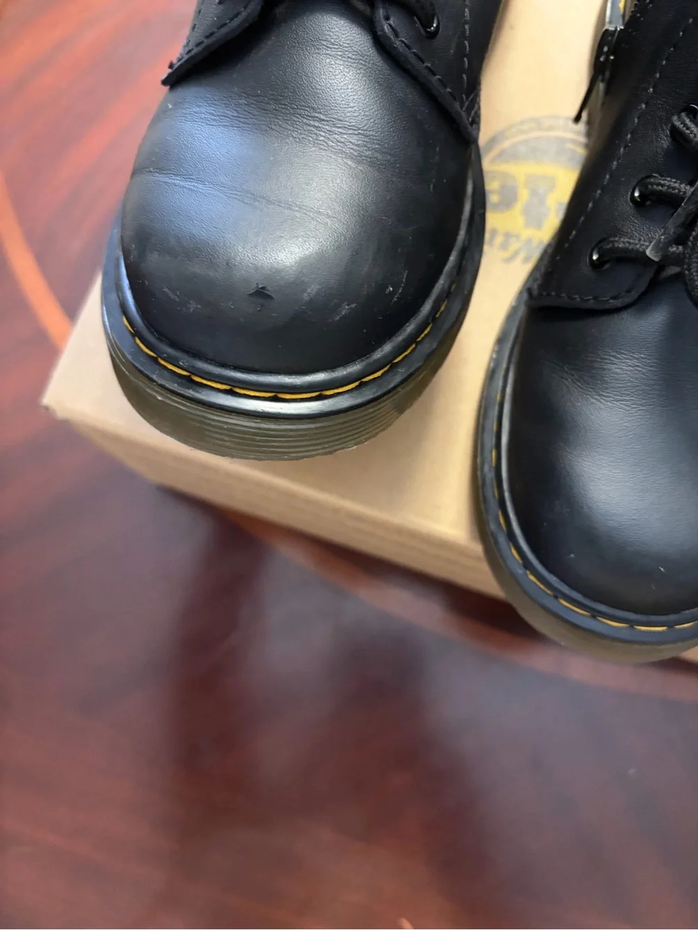 Kid’s Dr. Martens 1460 soft Black Leather Lace-Up Ankle Boots with Side Zipper